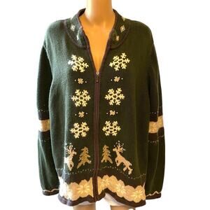 VTG Guide Series Cardigan Women 3XL FairIsle Knit Snowflake Holiday Grandpacore